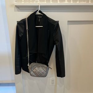 David Lerner Black faux leather jacket size small